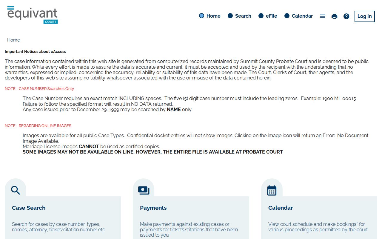 Stow resident lookup through Summit Probate eServices