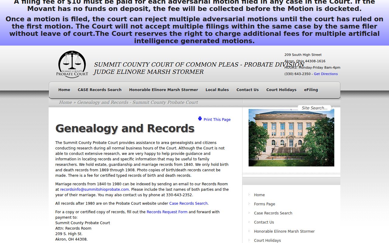 Stow city directory research cross-check through Summit Probate genealogy and records