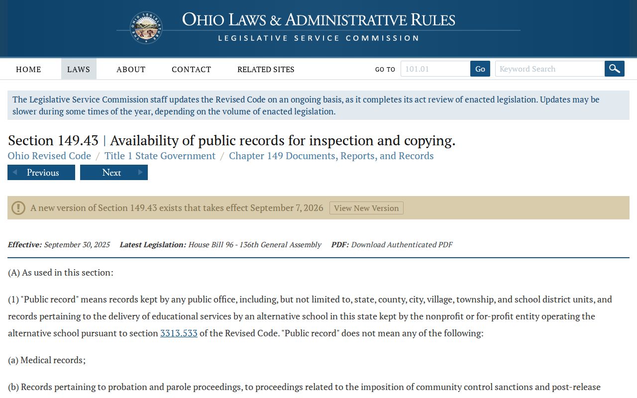 Stow residents directory Ohio Public Records Act source