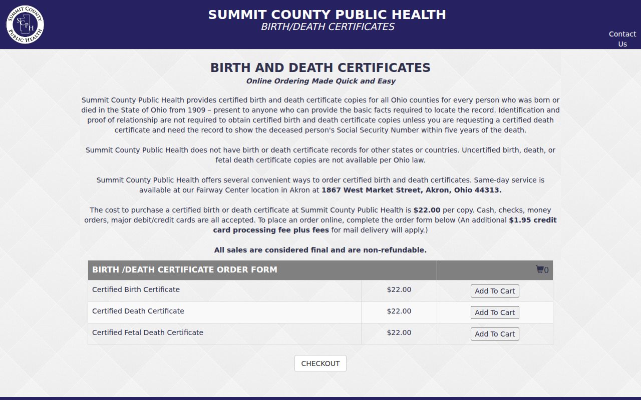 Stow resident lookup through the SCPH online vital-record order route