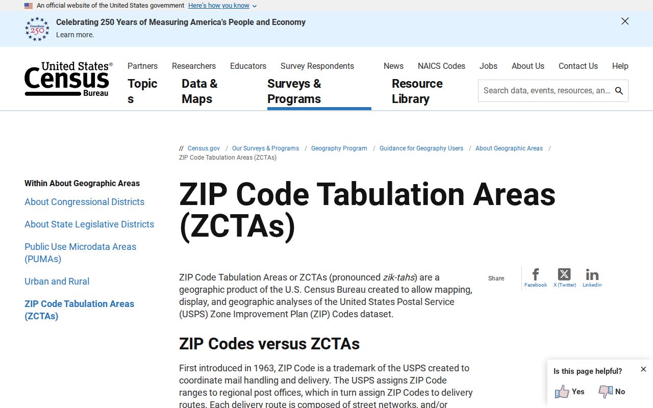 Stow ZIP code distinction between Census ZCTA geography and postal delivery boundaries