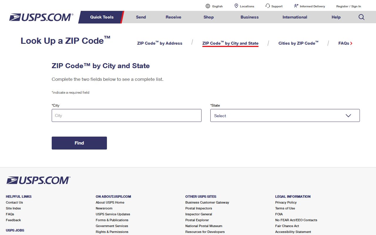 Stow ZIP code address verification with USPS ZIP Code Lookup